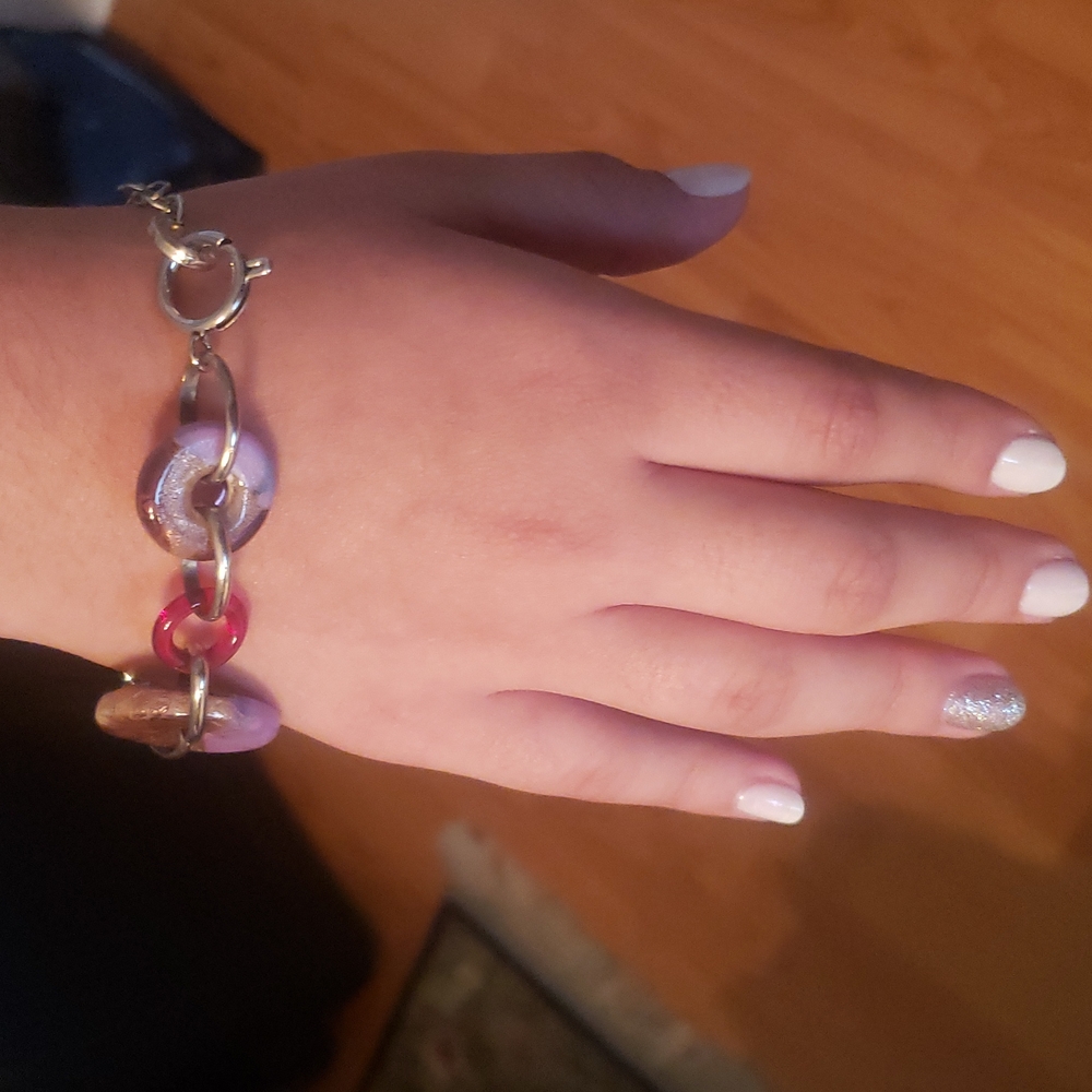 Antica Murrina Murano Glass Bracelet gold/purple